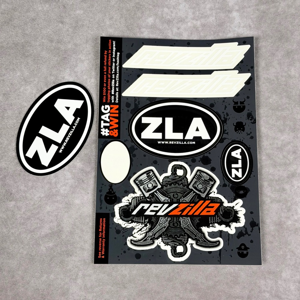 RevZilla ZLA Motorcycle Engine Sticker Sheet Decal Pack Piston Logo Multi Set